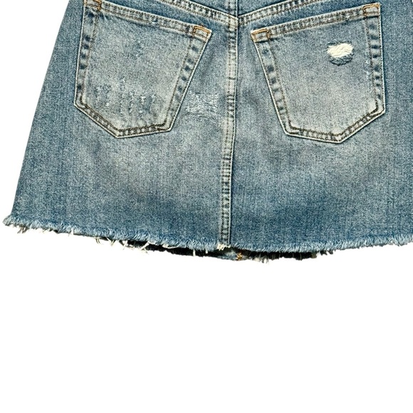 We The Free | Free People Distressed High Rise Raw Hem Button Front Mini Skirt - Picture 8 of 12